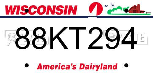 88KT294 Wisconsin License Plate