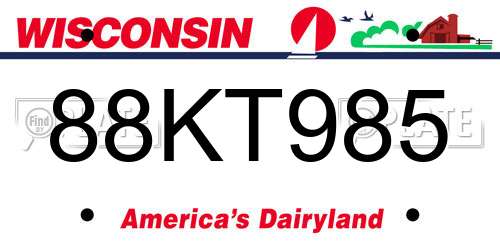 88KT985 Wisconsin License Plate