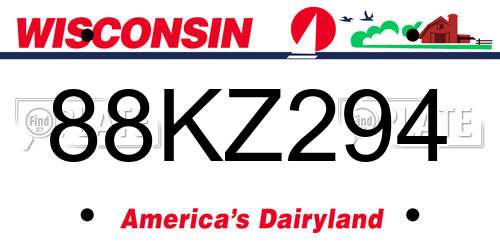 88KZ294 Wisconsin License Plate