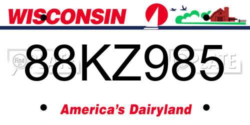 88KZ985 Wisconsin License Plate