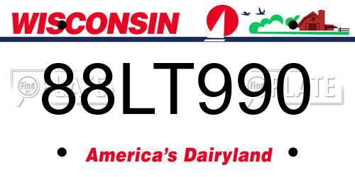 88LT990 Wisconsin License Plate