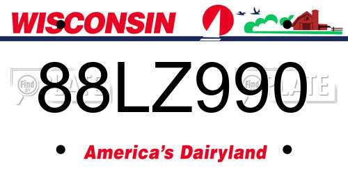 88LZ990 Wisconsin License Plate