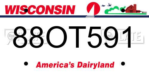 88OT591 Wisconsin License Plate