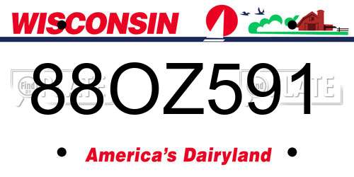 88OZ591 Wisconsin License Plate