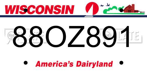 88OZ891 Wisconsin License Plate