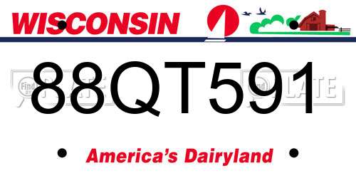 88QT591 Wisconsin License Plate