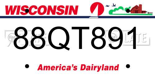 88QT891 Wisconsin License Plate