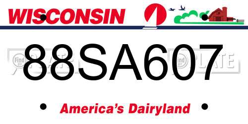 88SA607 Wisconsin License Plate