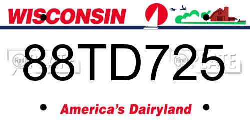 88TD725 Wisconsin License Plate
