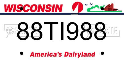 88TI988 Wisconsin License Plate