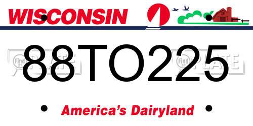 88TO225 Wisconsin License Plate