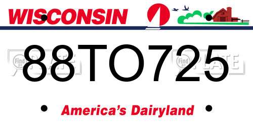 88TO725 Wisconsin License Plate