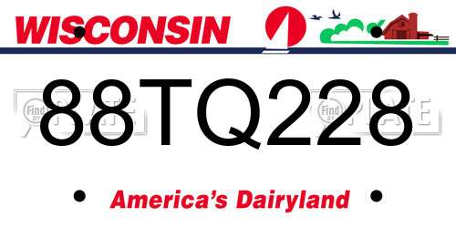 88TQ228 Wisconsin License Plate