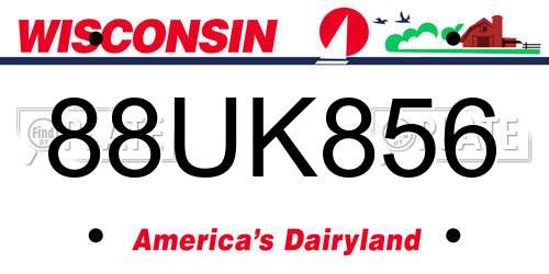 88UK856 Wisconsin License Plate