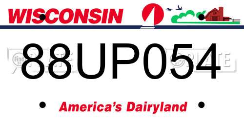 88UP054 Wisconsin License Plate