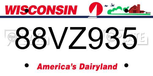 88VZ935 Wisconsin License Plate