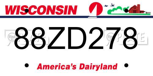 88ZD278 Wisconsin License Plate