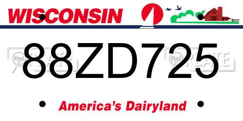 88ZD725 Wisconsin License Plate