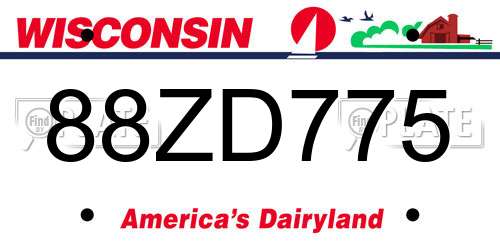 88ZD775 Wisconsin License Plate
