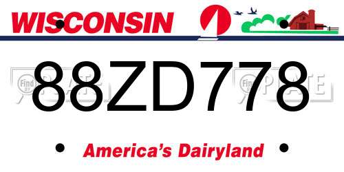 88ZD778 Wisconsin License Plate