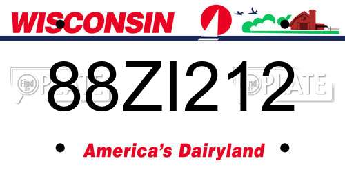 88ZI212 Wisconsin License Plate