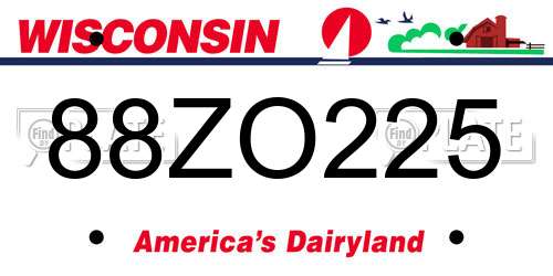 88ZO225 Wisconsin License Plate