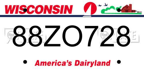 88ZO728 Wisconsin License Plate