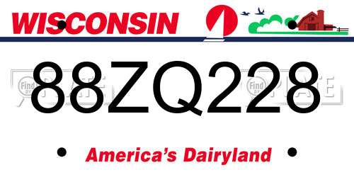 88ZQ228 Wisconsin License Plate