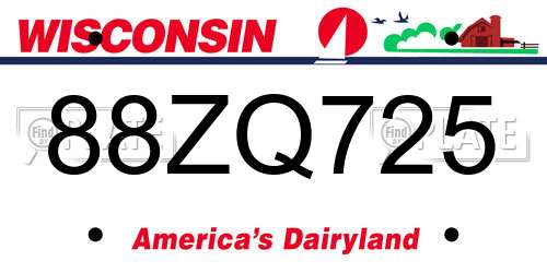 88ZQ725 Wisconsin License Plate