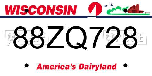 88ZQ728 Wisconsin License Plate