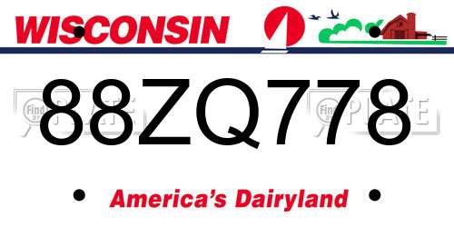88ZQ778 Wisconsin License Plate