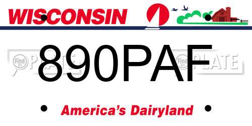 890PAF Wisconsin License Plate