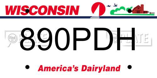 890PDH Wisconsin License Plate