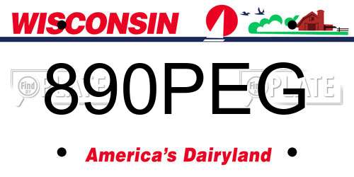 890PEG Wisconsin License Plate