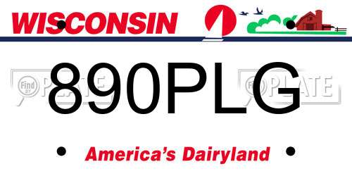 890PLG Wisconsin License Plate