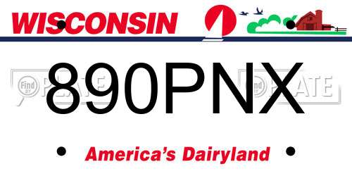 890PNX Wisconsin License Plate