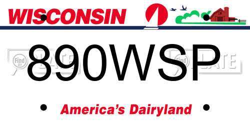 890WSP Wisconsin License Plate