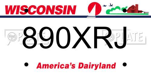 890XRJ Wisconsin License Plate