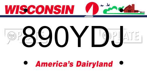 890YDJ Wisconsin License Plate