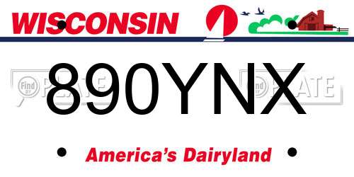 890YNX Wisconsin License Plate