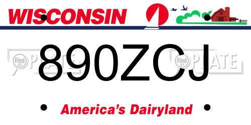 890ZCJ Wisconsin License Plate