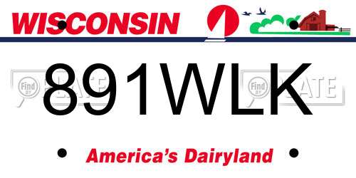 891WLK Wisconsin License Plate