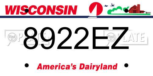 8922EZ Wisconsin License Plate