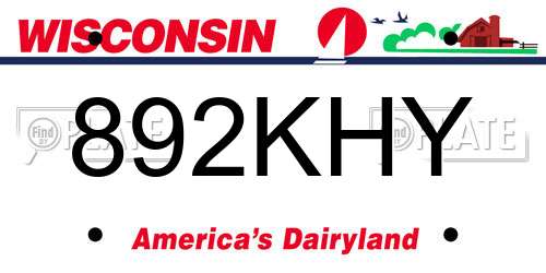 892KHY Wisconsin License Plate