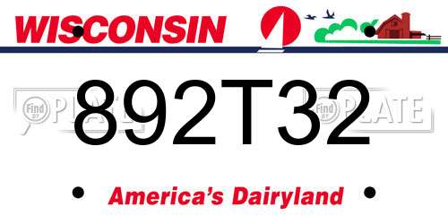 892T32 Wisconsin License Plate