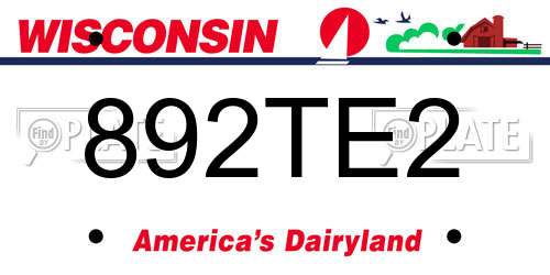 892TE2 Wisconsin License Plate