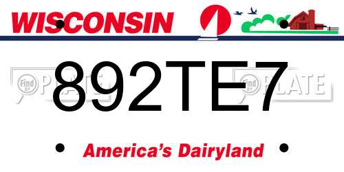 892TE7 Wisconsin License Plate