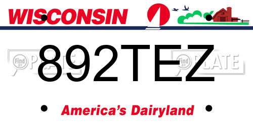 892TEZ Wisconsin License Plate