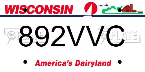 892VVC Wisconsin License Plate