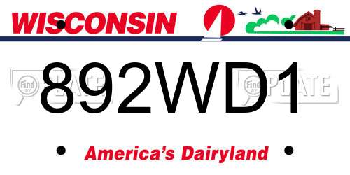 892WD1 Wisconsin License Plate